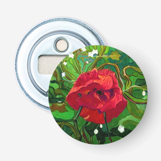 ROTE ROSENKUNST FLASCHENÖFFNER (Vorderseite)