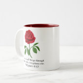 Rote Rosephilippians-4:13 Bibelscripture-Tasse Zweifarbige Tasse (Vorderseite Links)