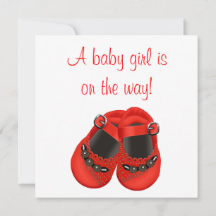 Rote Rosetten Baby Schuhe Rote Baby Mädchen Shower Einladung