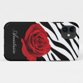 Rote Rosezebra-Druck personalisierter iPhone 5 Case-Mate iPhone Hülle (Rückseite (Horizontal))