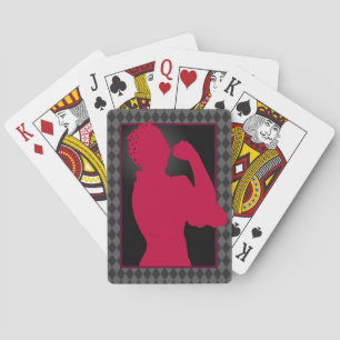 Rote Rosie the Riveter Silhouette und Muster Spielkarten