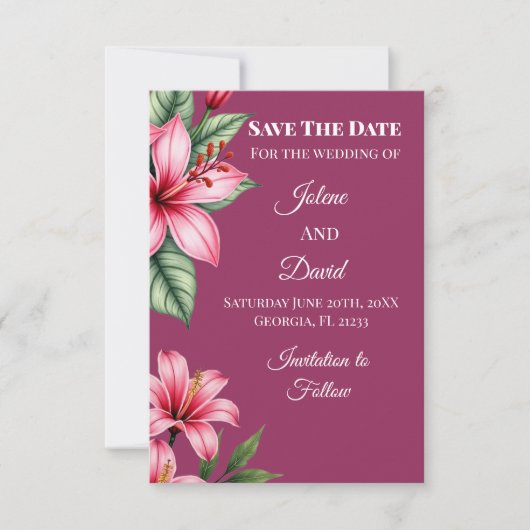 Rote Röte Blumen Save The Date (Vorderseite)