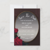 Rote Röte Florale Silber Grauer Spiegel Save The Date (Vorderseite)