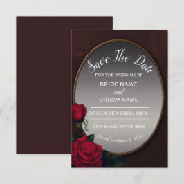 Rote Röte Florale Silber Grauer Spiegel Save The Date
