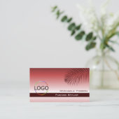Rote Rote Gradient Palm Leaf Logo und Foto Moderne Visitenkarte (Stehend Vorderseite)