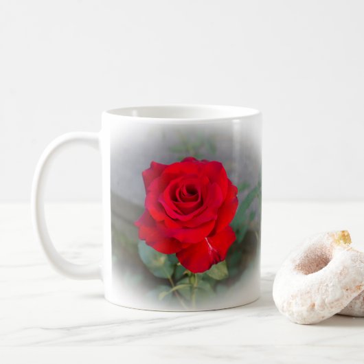 Rote Rote Rose Kaffeetasse (Mit Donut)