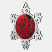 Rote Rote Rose Schneeflocken Zinn-Ornament (Rechts)