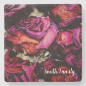 Rote Rote Rosen Blume Blumenkohl Steinuntersetzer (Vorderseite)