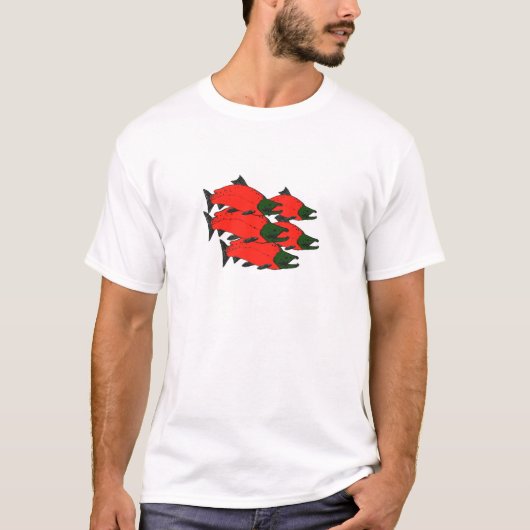 Rote Rotlachs-Kunst T-Shirt (Vorderseite)