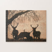 Rote Rotwild-Abends-Silhouette 252 Stück Puzzle (Horizontal)