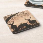 Rote Rotwild-Hirsch-Untersetzer-Set Untersetzer (Linke Seite)
