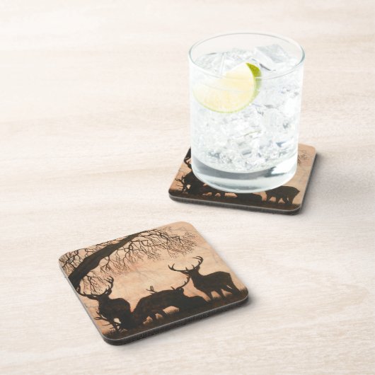 Rote Rotwild-Hirsch-Untersetzer-Set Untersetzer (Rechte Seite)