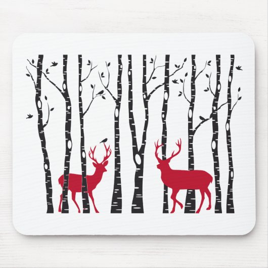 Rote Rotwild im Birkenbaumwald Mousepad (Vorne)