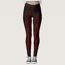 Rote Royale Prahlerei-Blatt-Druck-Leggings Leggings