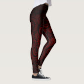Rote Royale Prahlerei-Blatt-Druck-Leggings Leggings (Rechts)