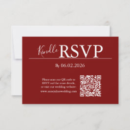 Rote RSVP-QR-Code-Karte für moderne Hochzeit RSVP Karte