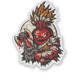 Rote-Rüben-Berserker-Halloween — Dunkler Retro-Kri Aufkleber