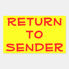 Rote Rückkehr zum Sender in Gelb Rechteckiger Aufkleber
