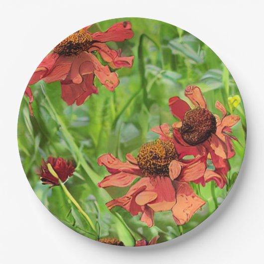 ROTE RUDBECKIENBLÜTEN PAPPTELLER (Vorderseite)