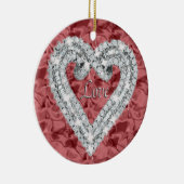 Rote runde Liebe Diamant Herzmuschel Keramik Ornament (Rechts)