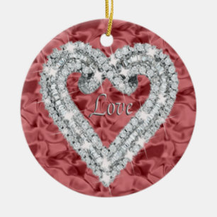 Rote runde Liebe Diamant Herzmuschel Keramik Ornament