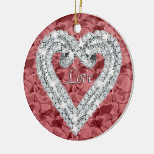 Rote runde Liebe Diamant Herzmuschel Keramik Ornament (Links)