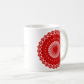 Rote runde Spitze-Muster-Grafik Kaffeetasse (VorderseiteRechts)