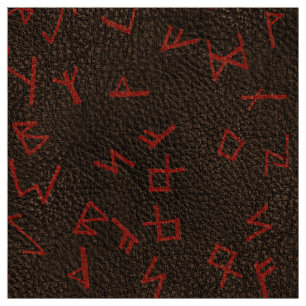 Rote Runic Buchstaben auf dunklem (simuliertem) Stoff
