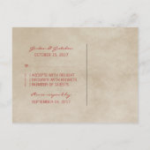 Rote Rustic Lace RSVP Postkarte (Rückseite)