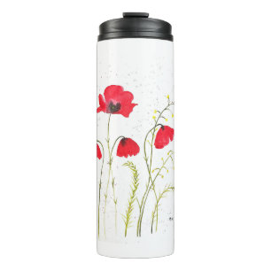 Rote rustikale Mohnblumen Thermosbecher