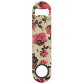 Rote rustikale Rosen auf Imitat-Goldmonogramm Speedflaschenöffner (Rückseite)