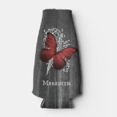 Rote Rustikale Schmetterling Personalisiert Flasch Flaschenkühler (Vorderseite)