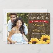 ROTE RUSTISCHE SONNENBLUME 2 FOTO WEDING INVITATIO SAVE THE DATE (Vorderseite)