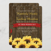 ROTE RUSTISCHE SUNFLOWER-WEDERINVITATION EINLADUNG (Vorne/Hinten)