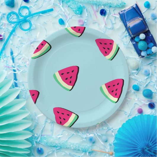 Rote, saftige Wassermelone-Muster Papierplatte Pappteller (Party)