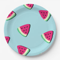 Rote, saftige Wassermelone-Muster Papierplatte