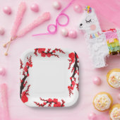 Rote Sakura blüht Papierplatte Pappteller (Party)