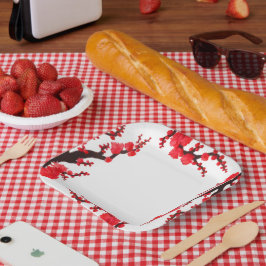 Rote Sakura blüht Papierplatte Pappteller
