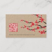 Rote Sakura Blume Orientales Kirschblüten Asien Visitenkarte (Rückseite)