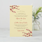 Rote Sakura Kirschblüten Moderne Hochzeit in Asien Einladung (Stehend Vorderseite)