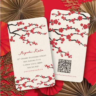 Rote Sakura Orientalische Kirsche Visitenkarte