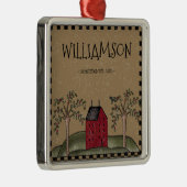 ROTE SALTBOX HAUS FAMILIENNAME RUSTIK ORNAMENT AUS METALL (Rechts)