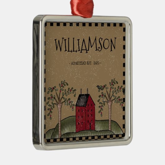 ROTE SALTBOX HAUS FAMILIENNAME RUSTIK ORNAMENT AUS METALL (Rechts)