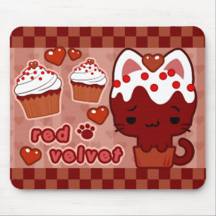 Rote Samt-Kuchen-Miezekatze Mousepad