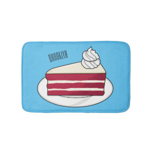 Rote Samtkuchen-Cartoon-Illustration Badematte