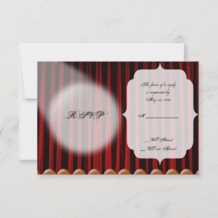 Rote Samtvorhang Bühnenhochzeit Antwortkarte RSVP Karte