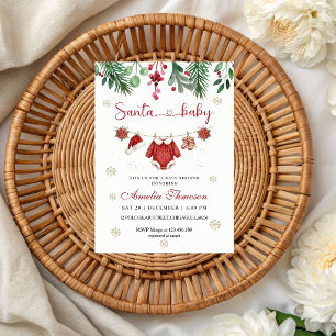 Rote Santa-Baby-Wäscheleine Weihnachten Baby Showe Einladung