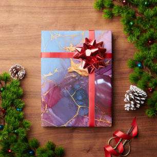 Röte & Saphir Marmor mit Goldadern Geschenkpapier