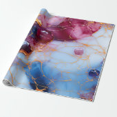 Röte & Saphir Marmor mit Goldadern Geschenkpapier (Ungerollt)