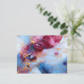 Röte & Saphir Marmor mit Goldadern Postkarte (Stehend Vorderseite)